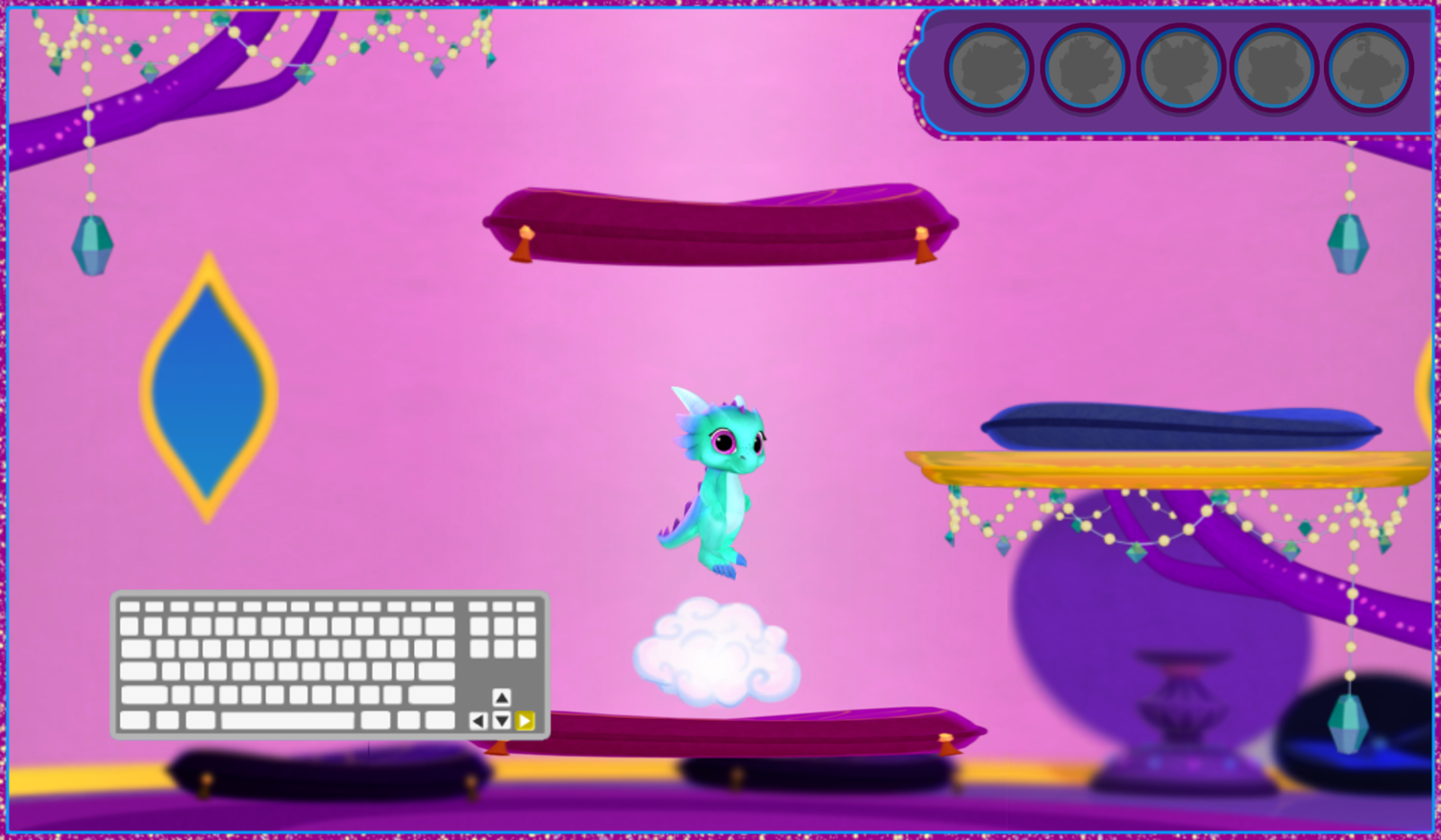 Shimmer and Shine Nazboo's Family Dragon Caper Game Platforming Start Screenshot.