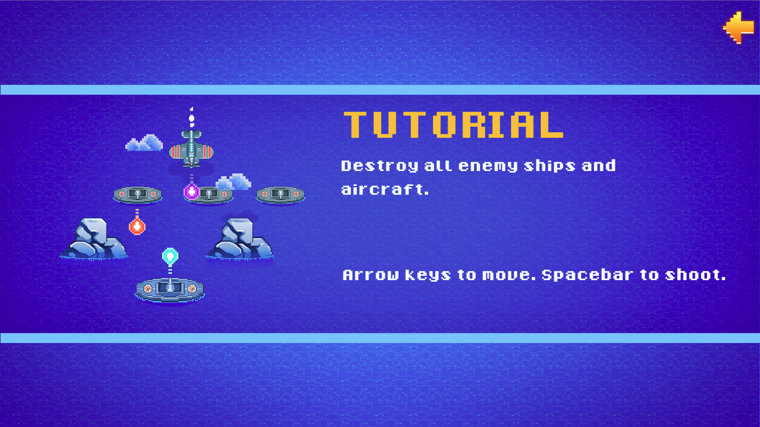 Ship Invaders Game Tutorial Screen Screenshot.