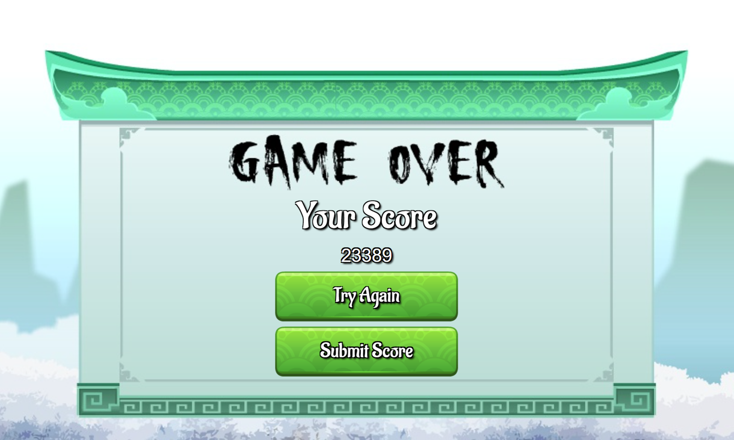 Shisen-Sho Game Over Screen Screenshot.