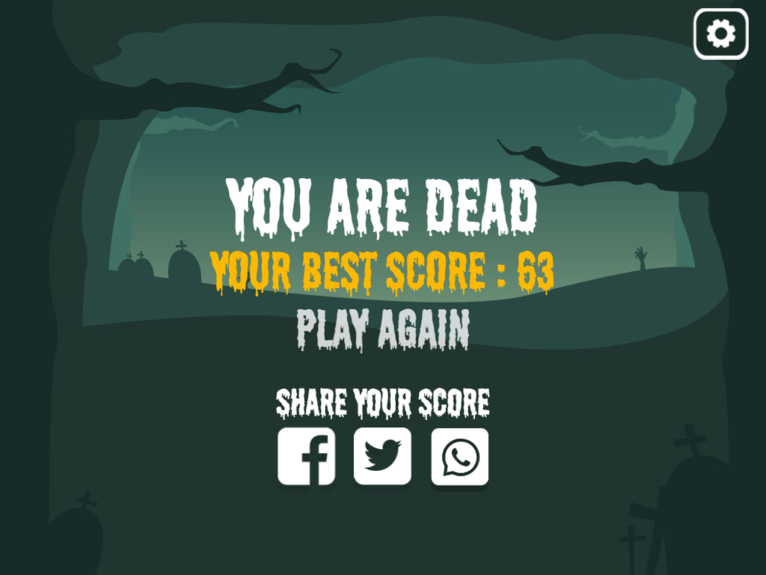 Shoot Zombies Game Best Score Screenshot.