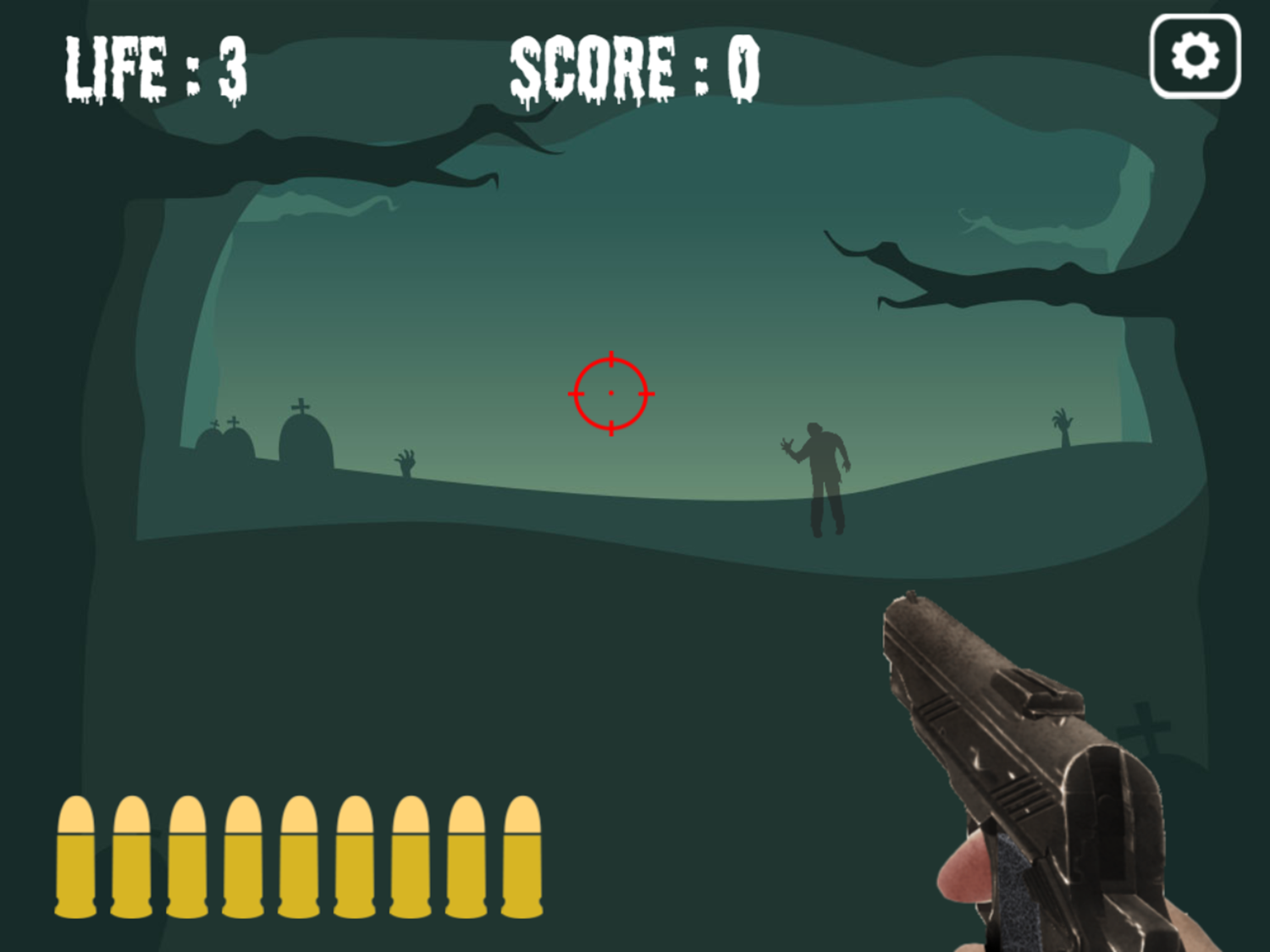 Shoot Zombies Game Start Screenshot.