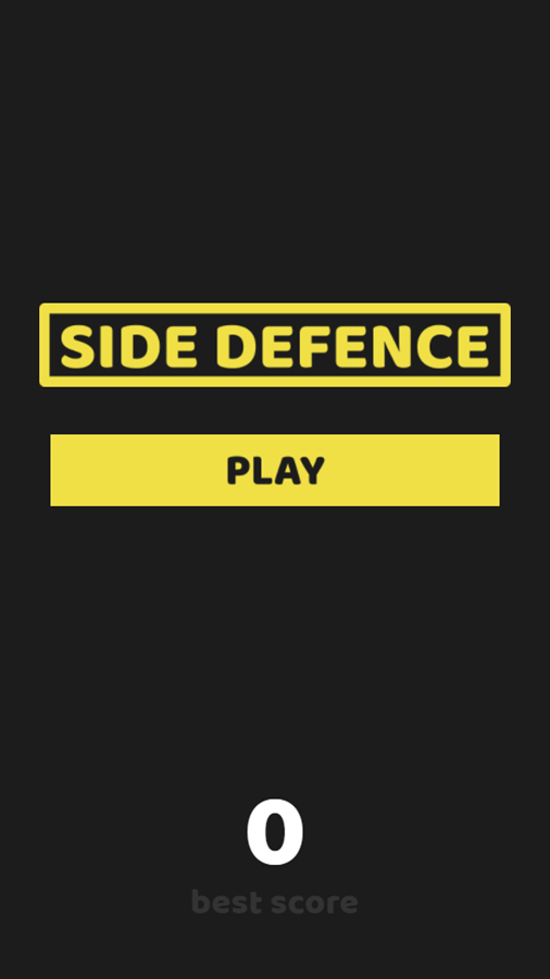 Side Defence Game Welcome Screen Screenshot.