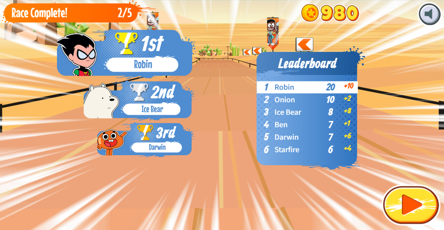 Skate Rush Game Race Complete Screen Screenshot.