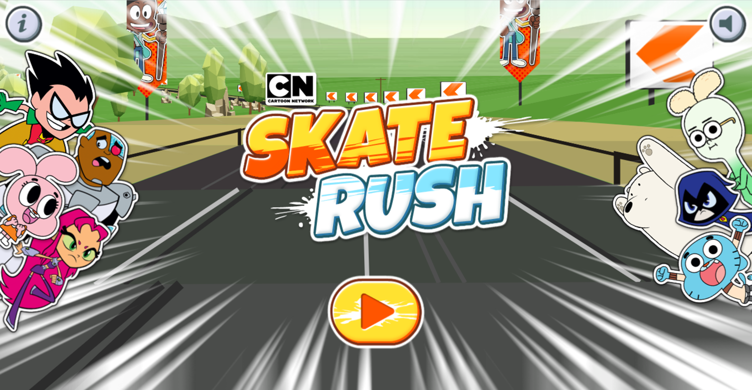 Skate Rush Game Welcome Screen Screenshot.