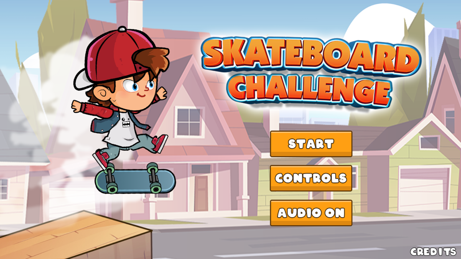 Skateboard Challenge Game Welcome Screen Screenshot.