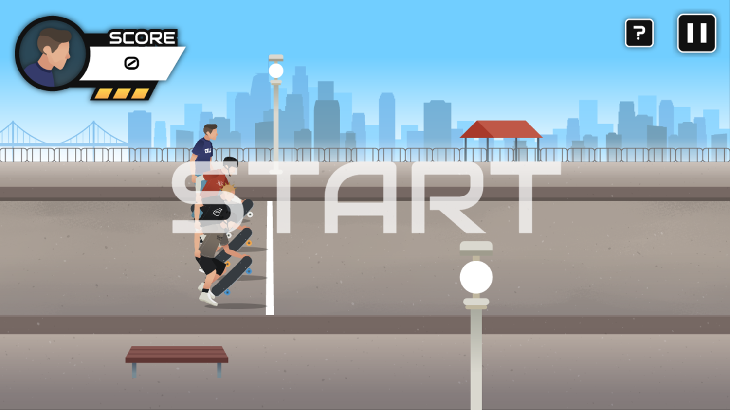 Skateboard Hero Game Start Screenshot.