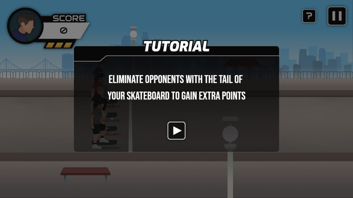 Skateboard Hero Game Instructions Screenshot.