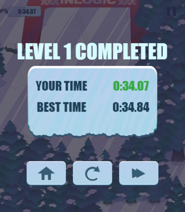 Ski King Game Level Complete Screenshot.