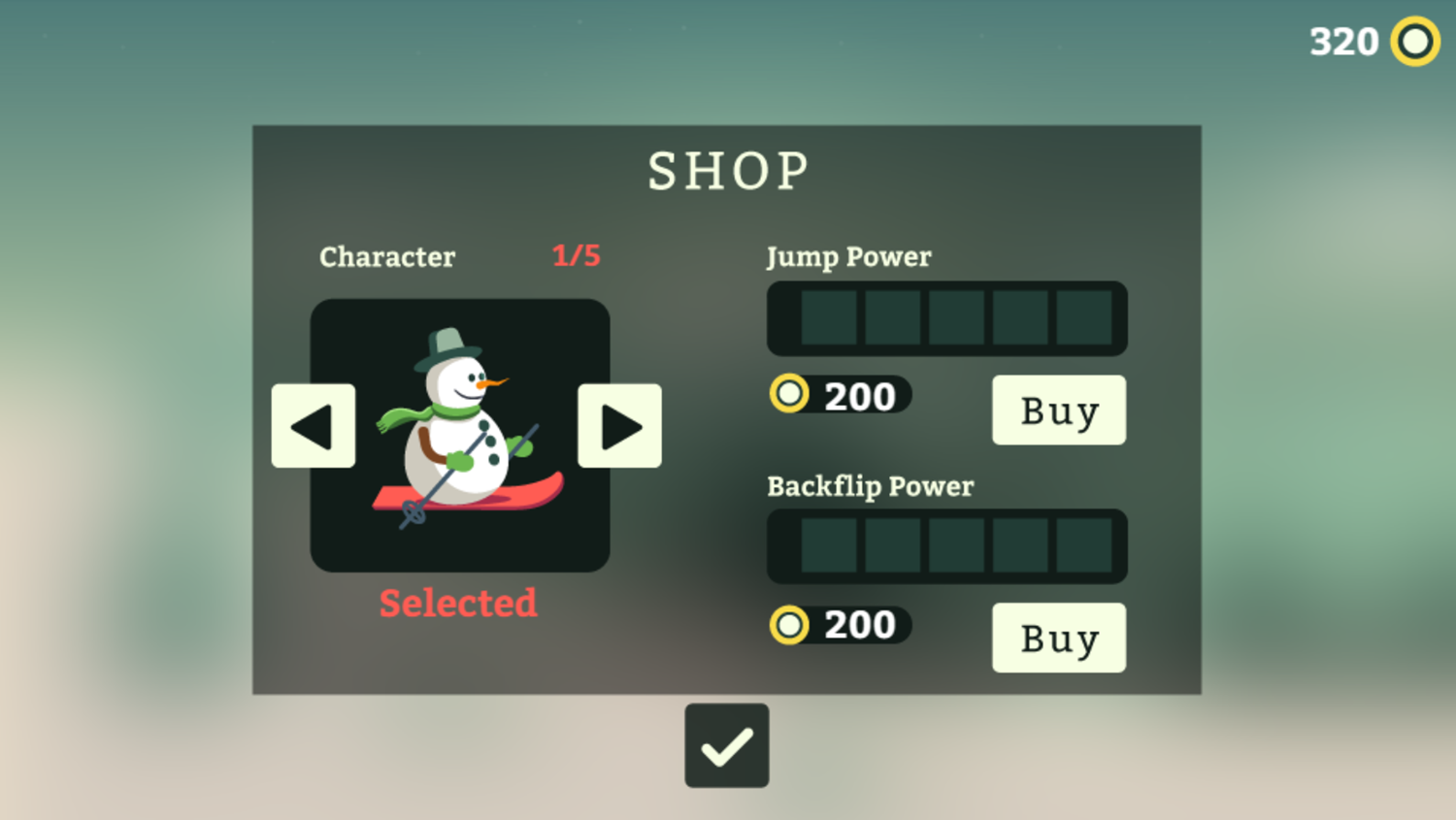 Ski Slopes Game Shop Screen Screenshot.