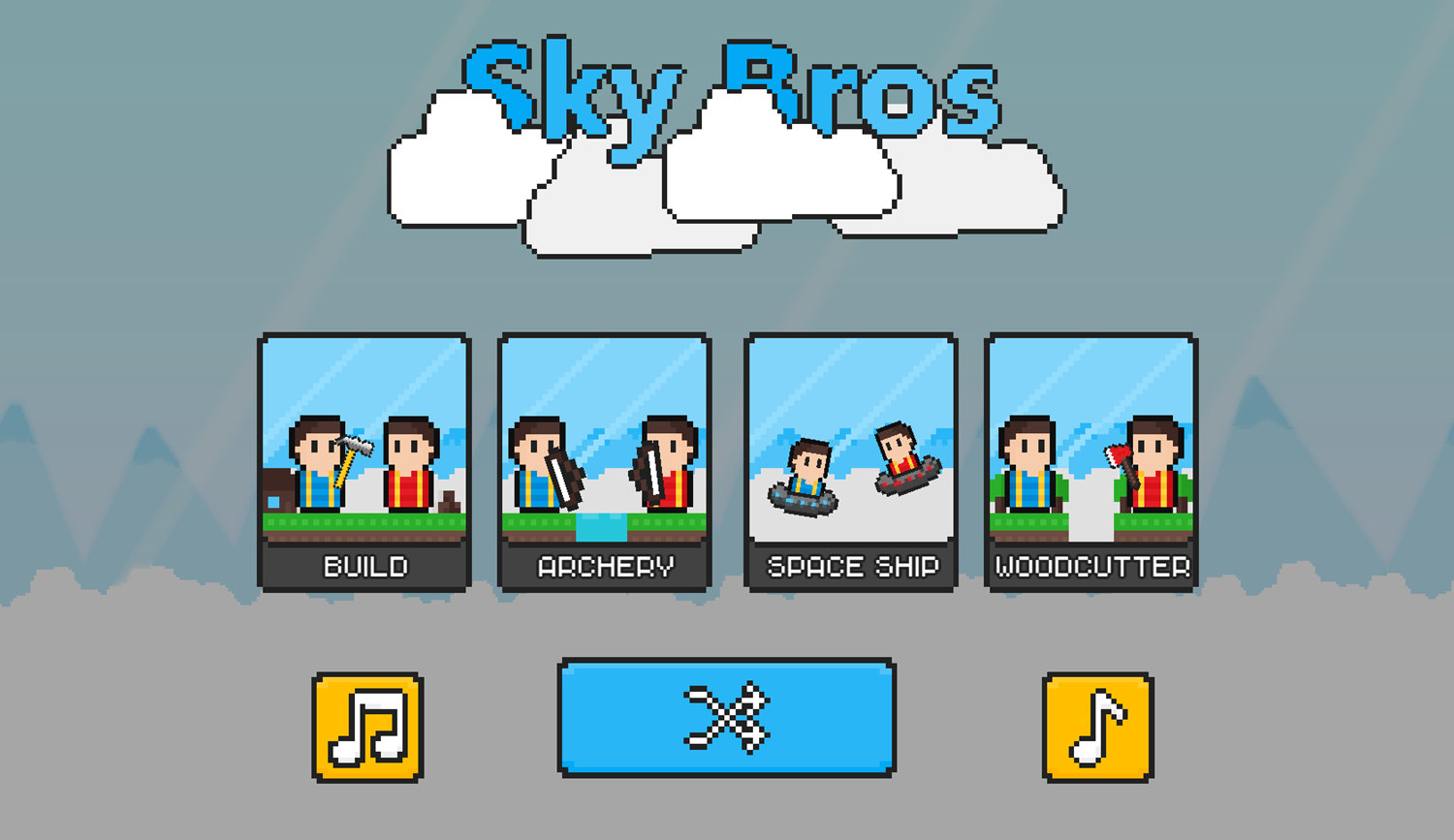 Sky Bros Game Welcome Screen Screenshot.