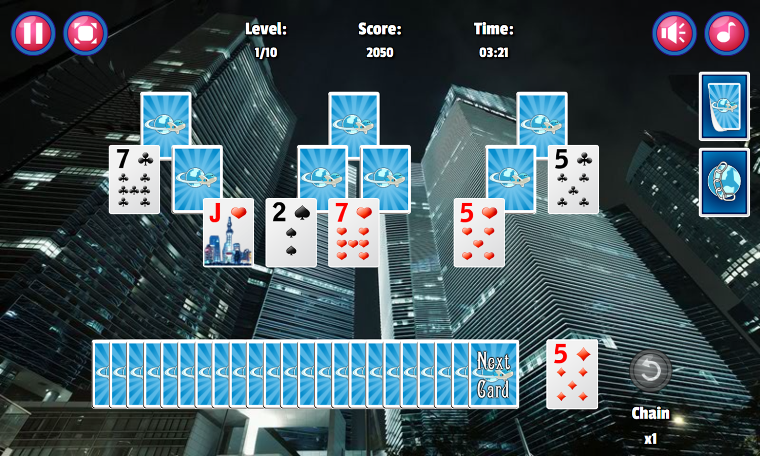 Skyscraper Solitaire Game Play Screenshot.