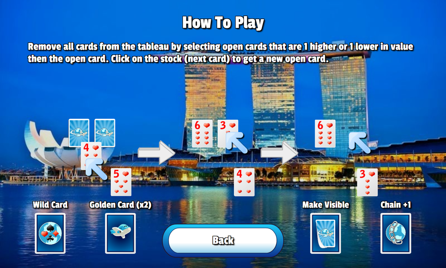 Skyscraper Solitaire Game How To Play Screenshot.