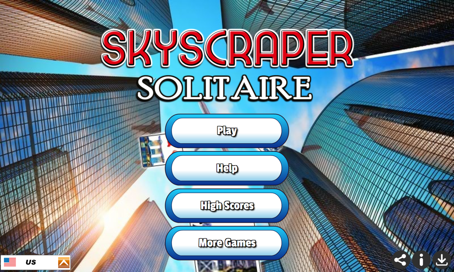 Skyscraper Solitaire Game Welcome Screen Screenshot.