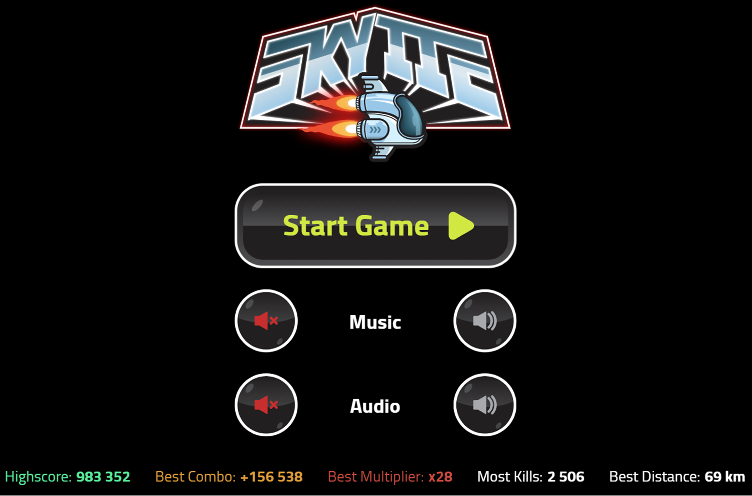 Skytte Game Welcome Screen Screenshot.