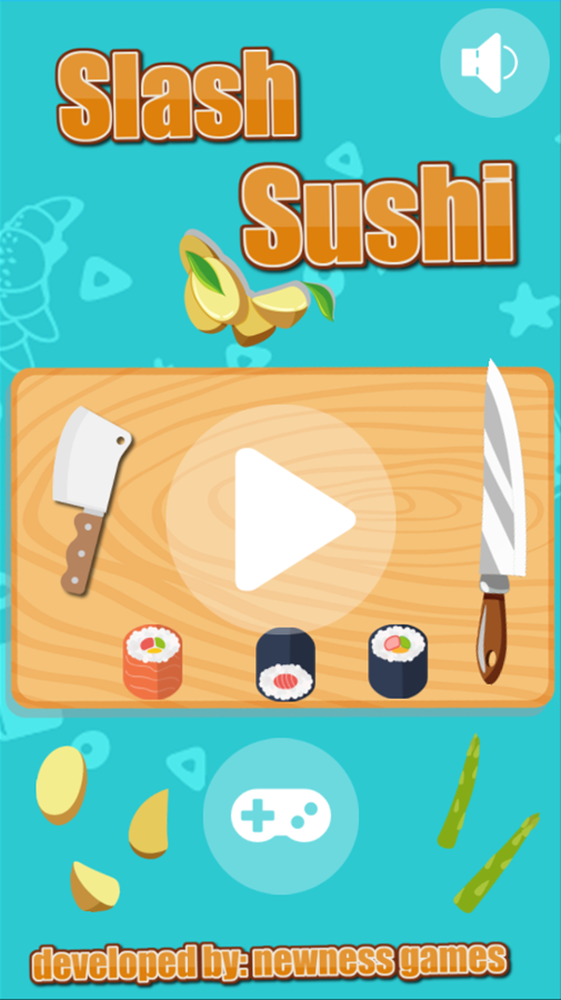 Slash Sushi Game Welcome Screen Screenshot.