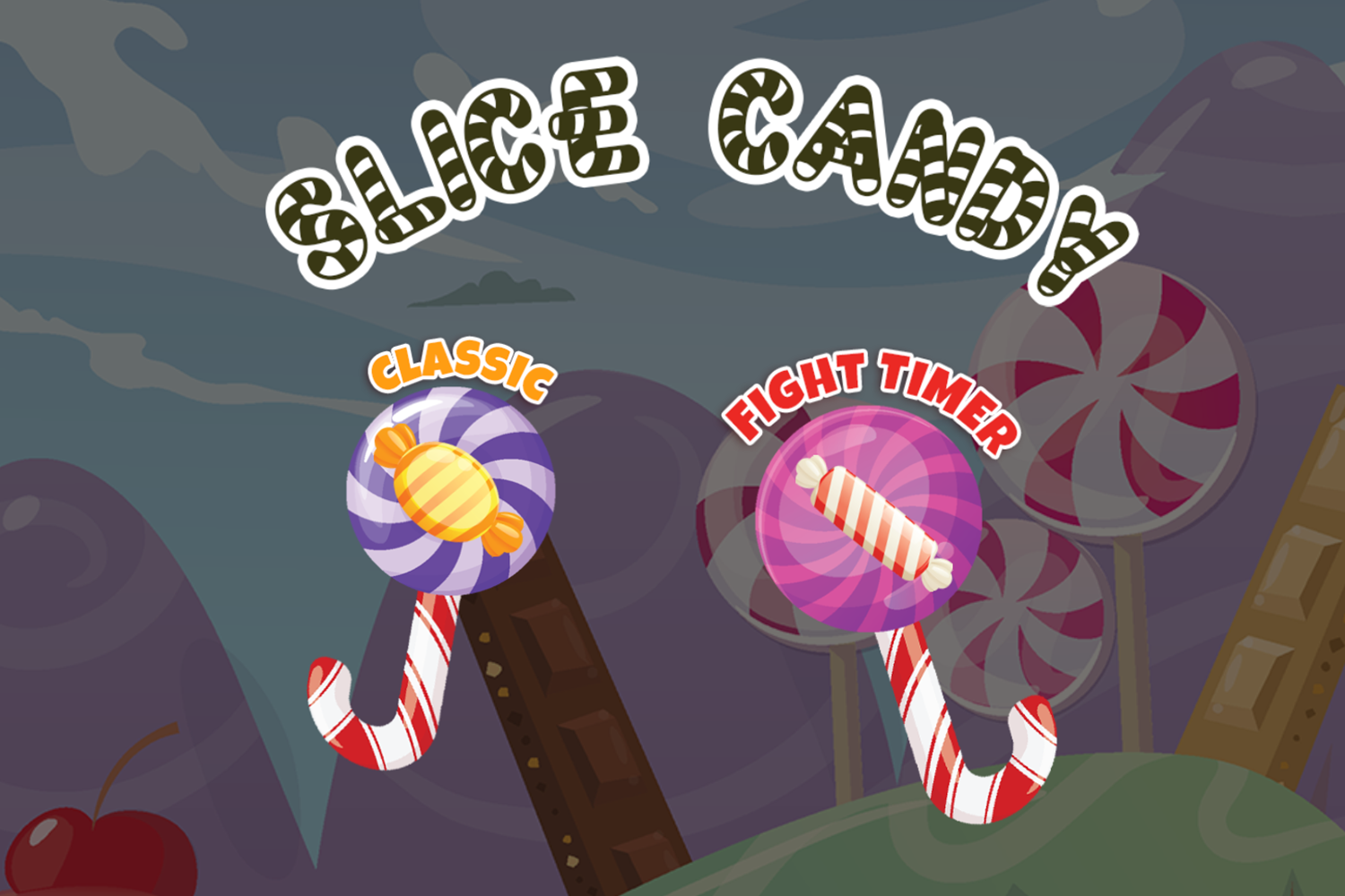 Slice Candy Game Welcome Screen Screenshot.