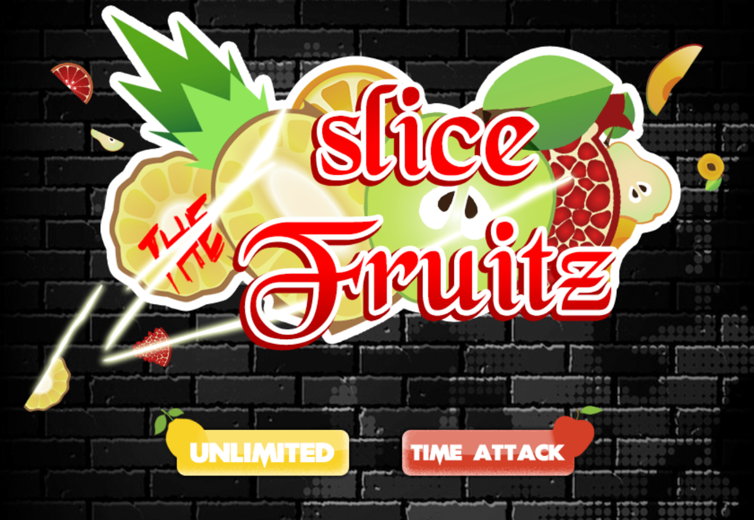 Slice the Fruitz Game Welcome Screen Screenshot.