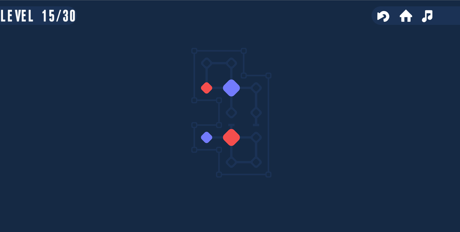 Slide Path Game Level With 2 Colors and T Junctions Screenshot.