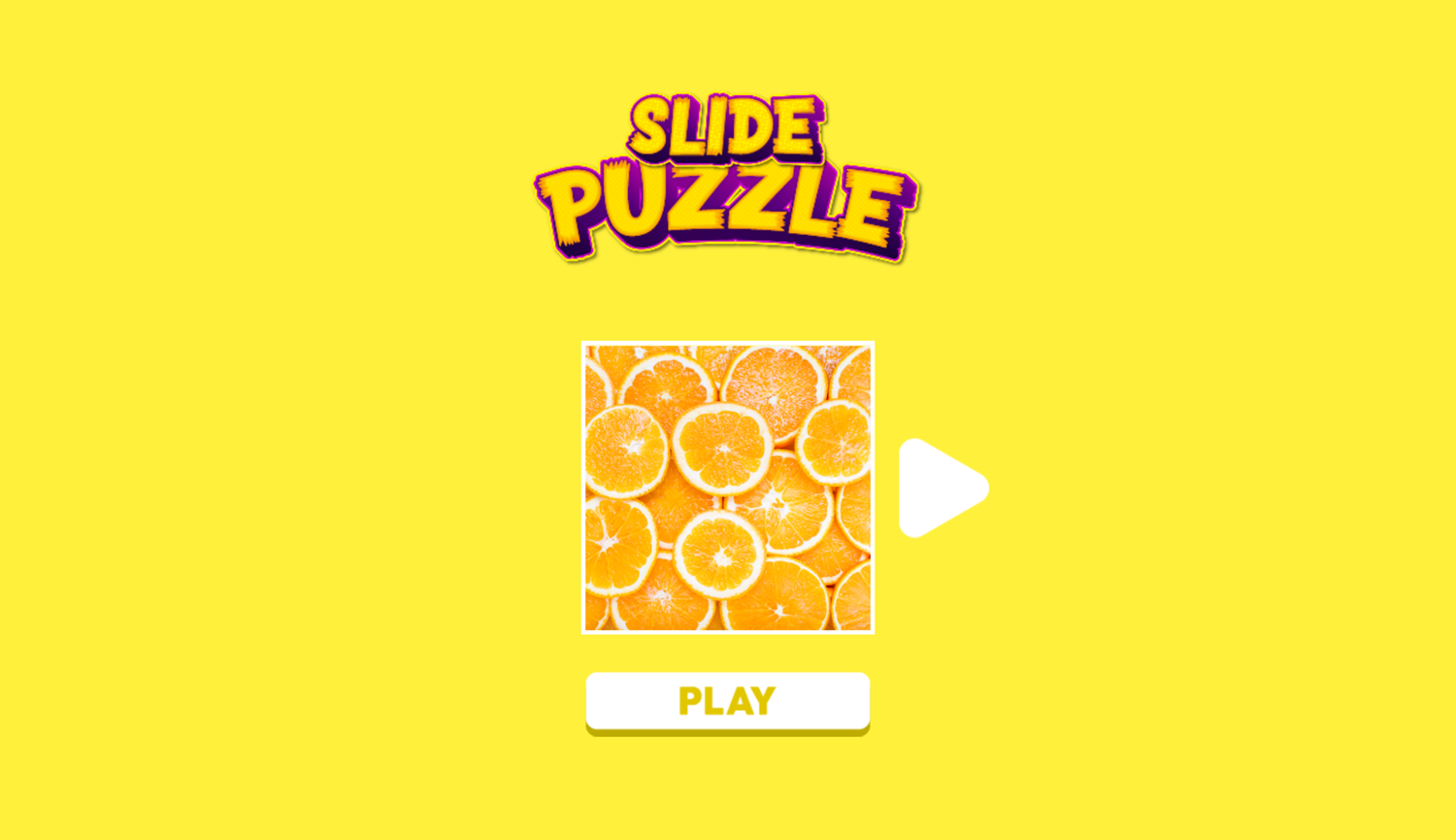 Slide Puzzle Game Welcome Screen Screenshot.