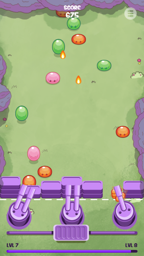 Slime Invader Game 3 Cannons Screenshot.