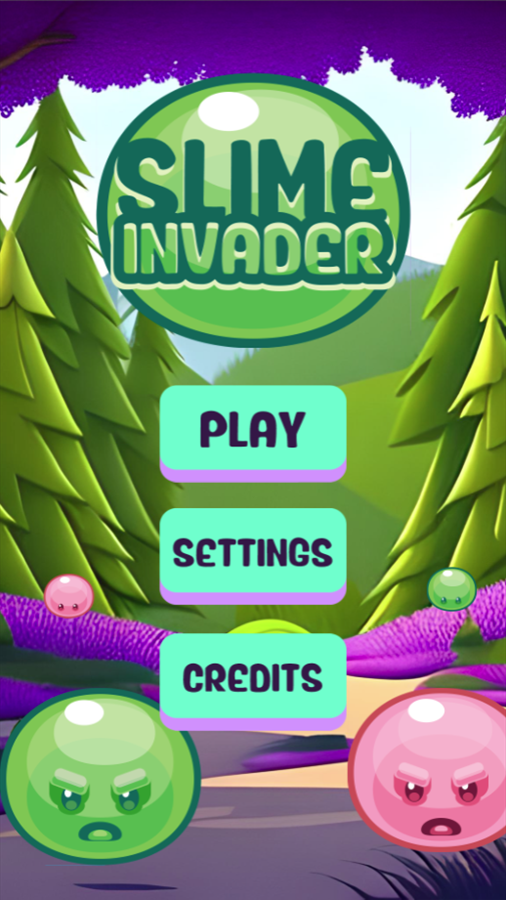 Slime Invader Game Welcome Screen Screenshot.