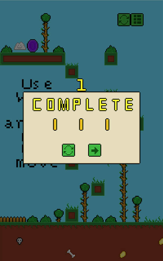 Slime Game Level Beat Screen Screenshot.