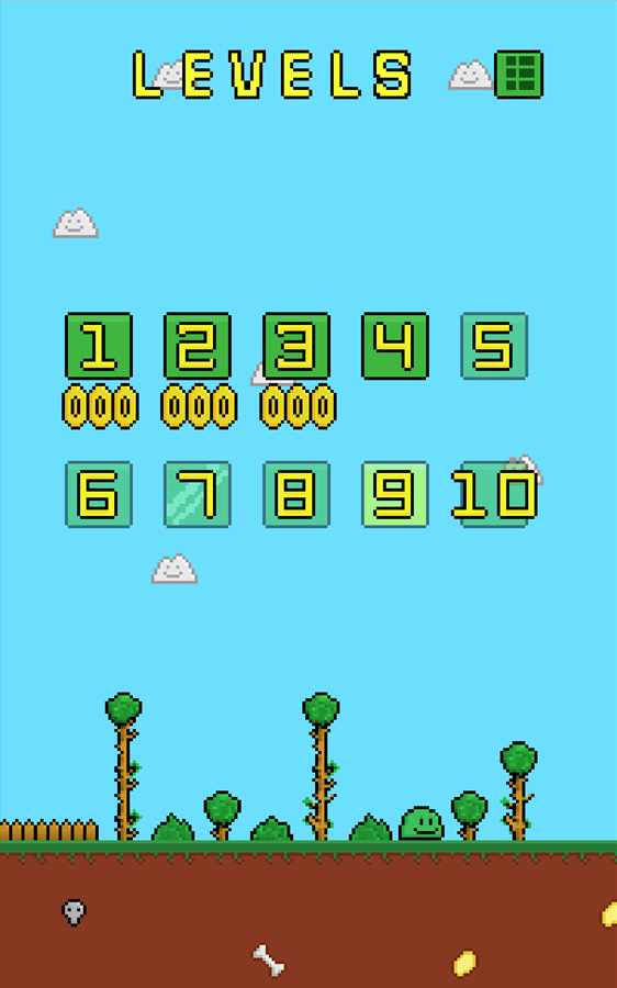 Slime Game Level Select Screen Screenshot.