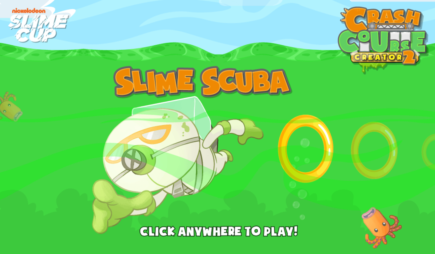 Slime Scuba Game Welcome Screen Screenshot.