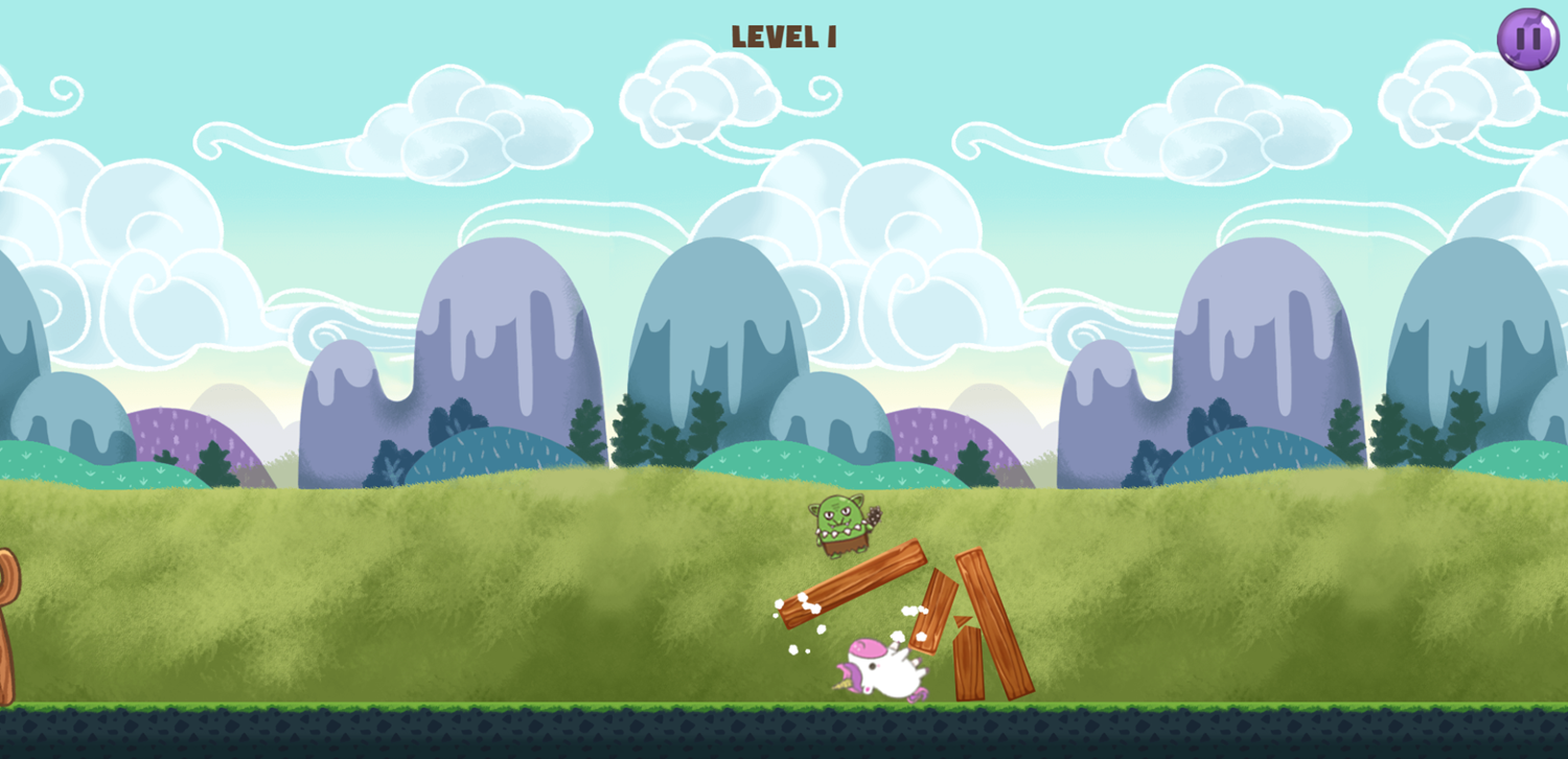 Slingshot Unicorn Gameplay Screenshot.