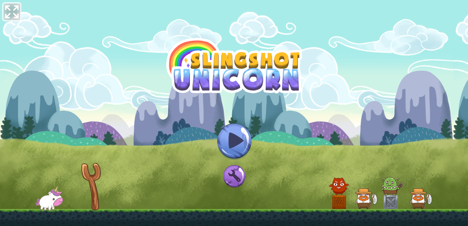 Slingshot Unicorn Game Welcome Screen Screenshot.