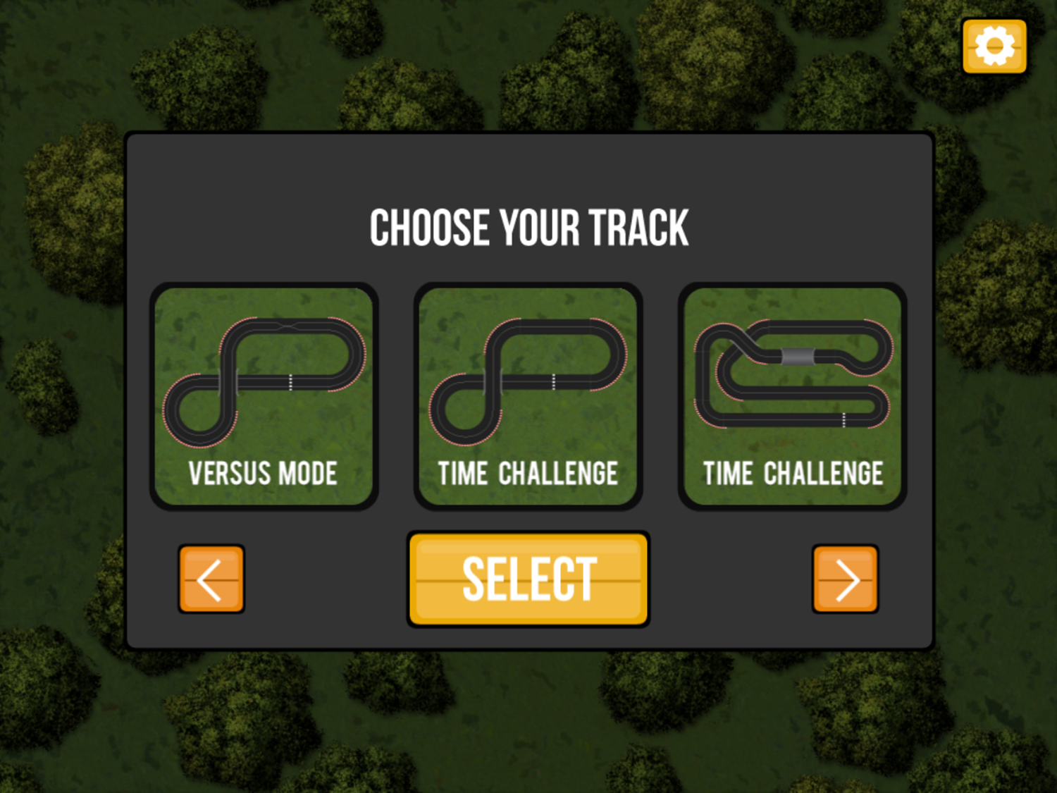 Slot Car Challenge Game Choose Track Screenshot.