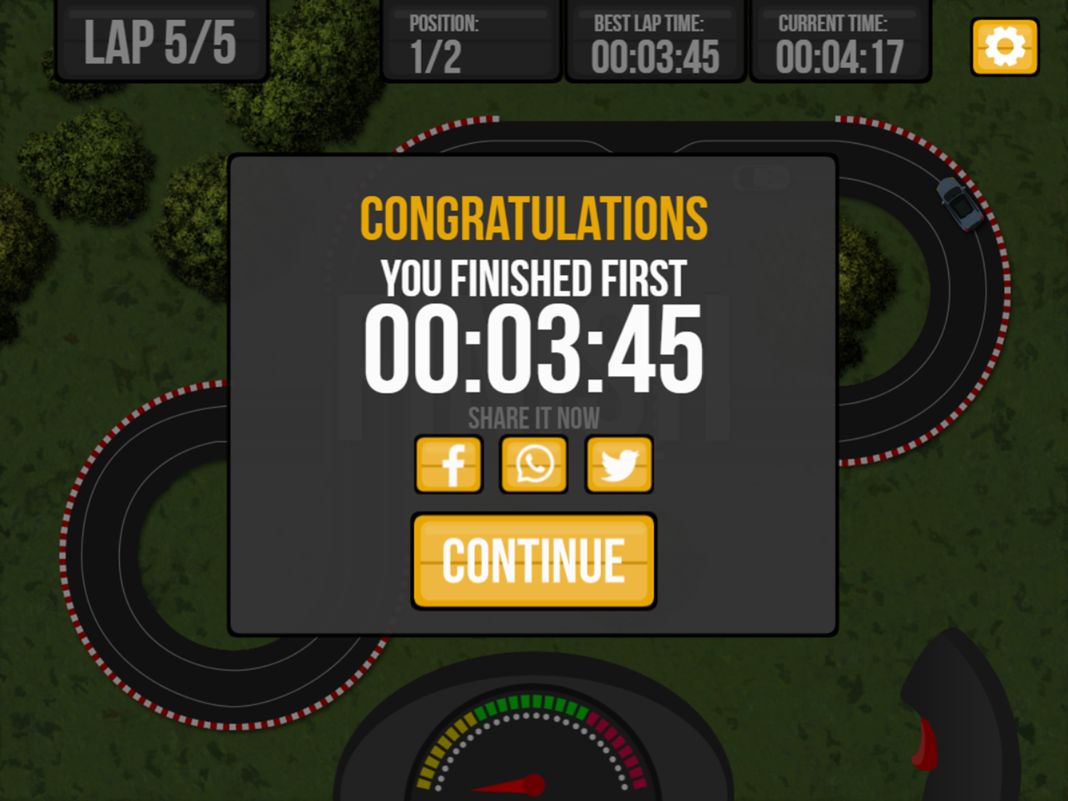 Slot Car Challenge Game Won Screenshot.