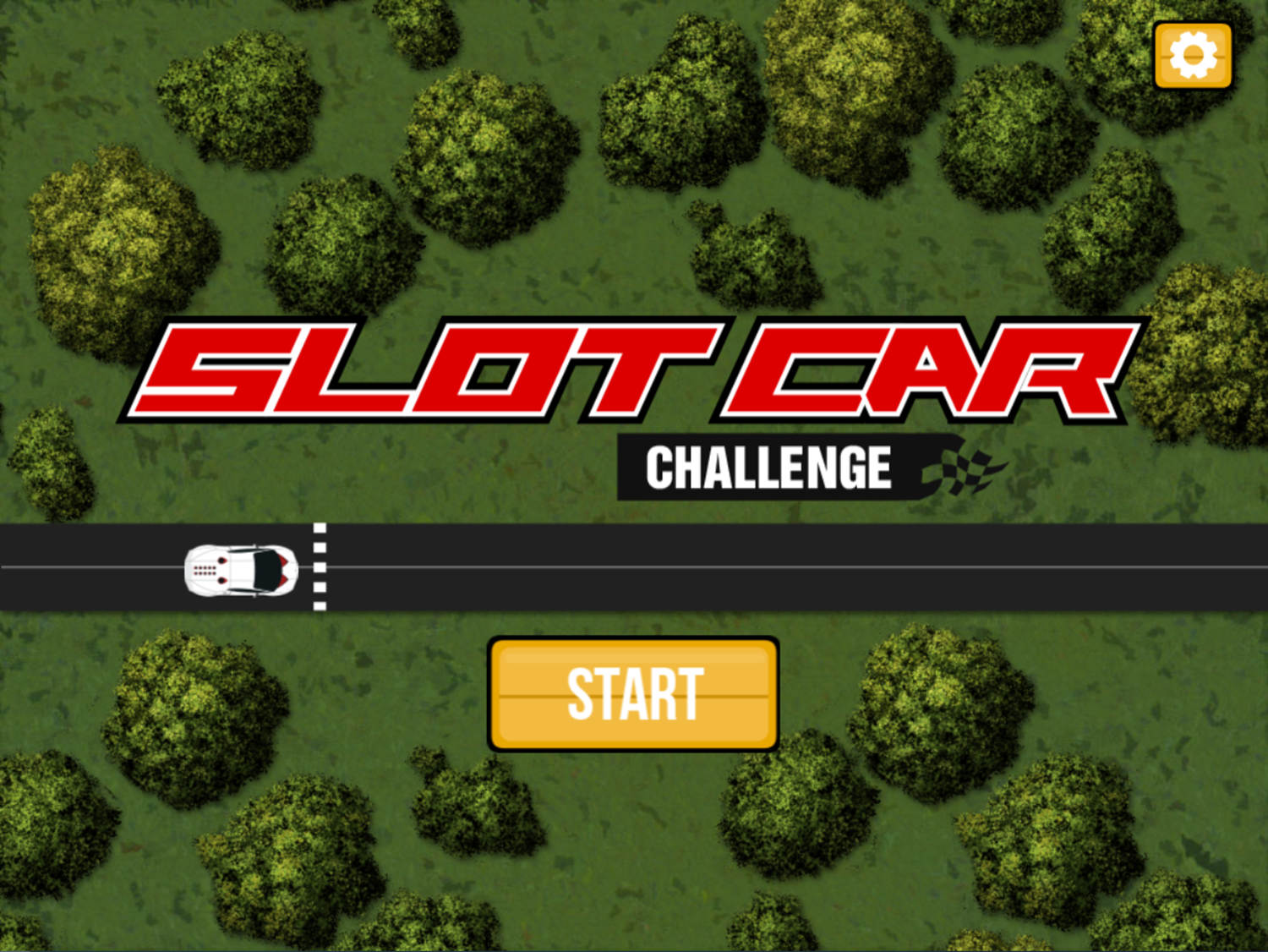 Slot Car Challenge Game Welcome Screen Screenshot.