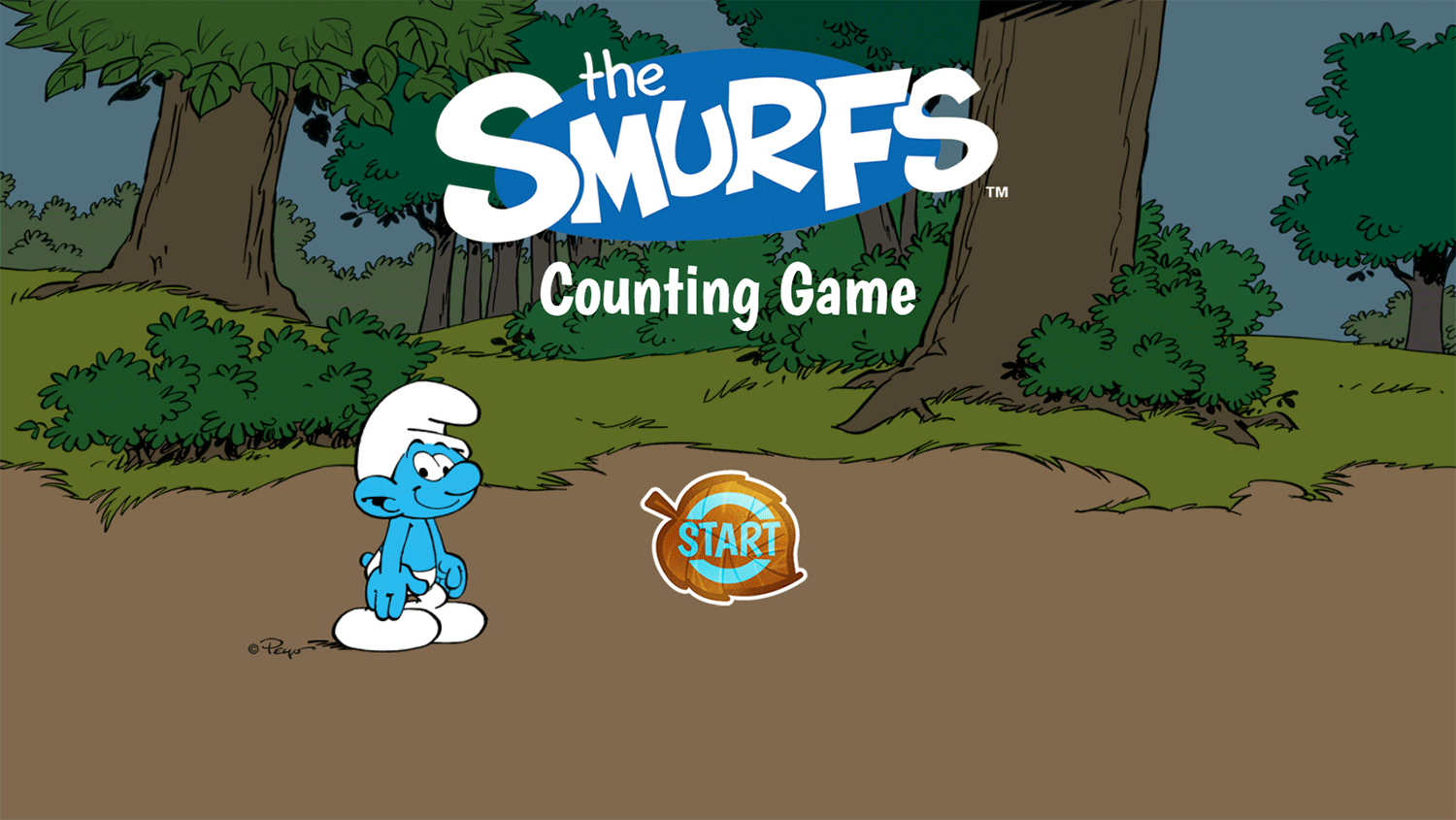 Smurfs Counting Welcome Screen Screenshot.
