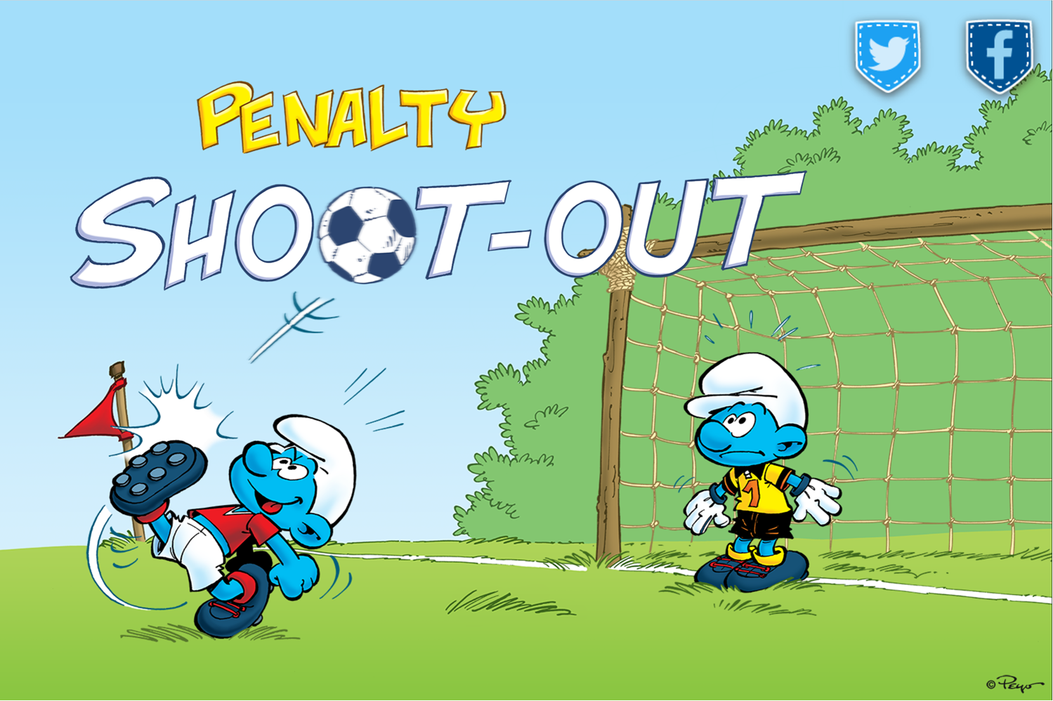 Smurfs Penalty Shootout Welcome Screen Screenshot.