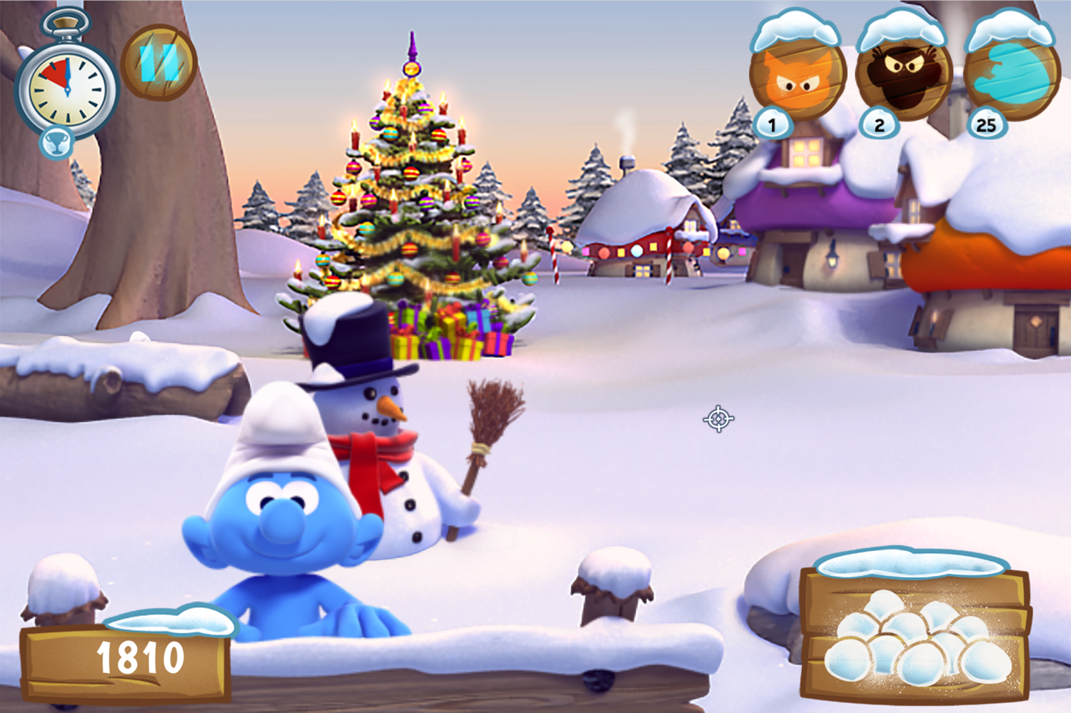 Smurfs Snowballs Game Screenshots.