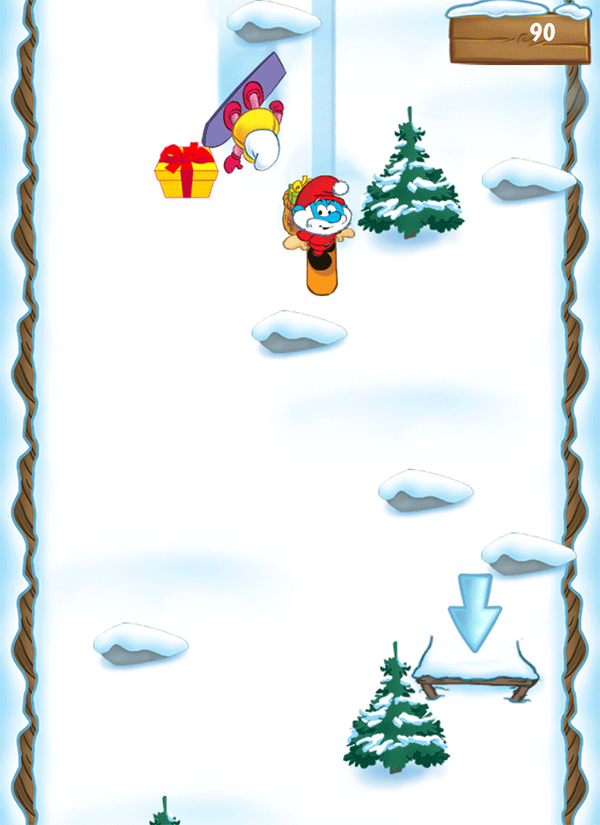 Smurfy Snowboard 2 Player Game Screenshot.