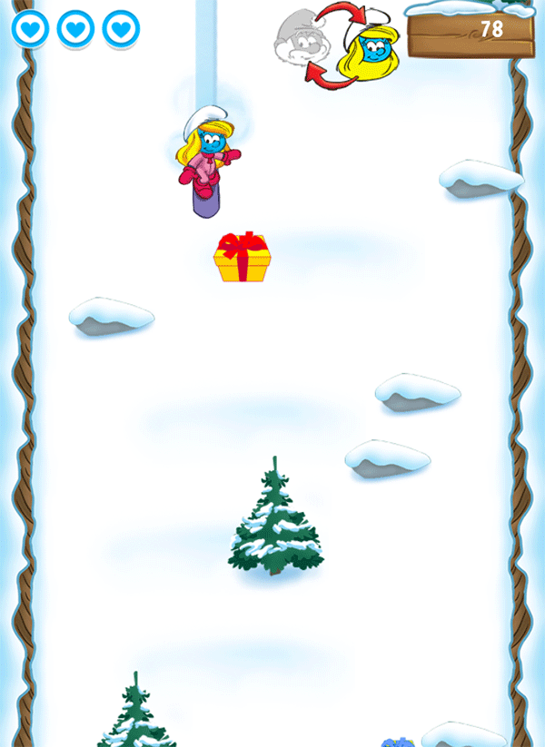 Smurfy Snowboard Game Screenshot.