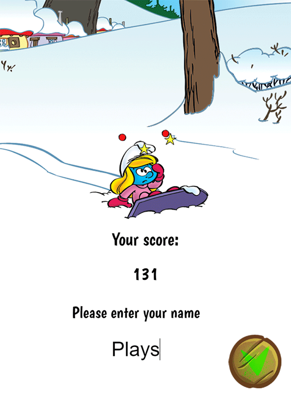 Smurfy Snowboard Result Screenshot.