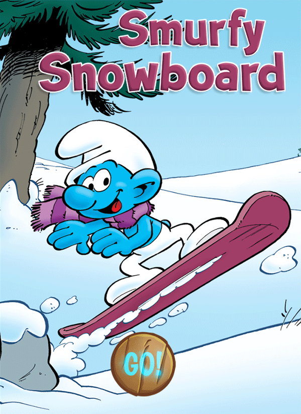 Smurfy Snowboard Welcome Screen Screenshot.