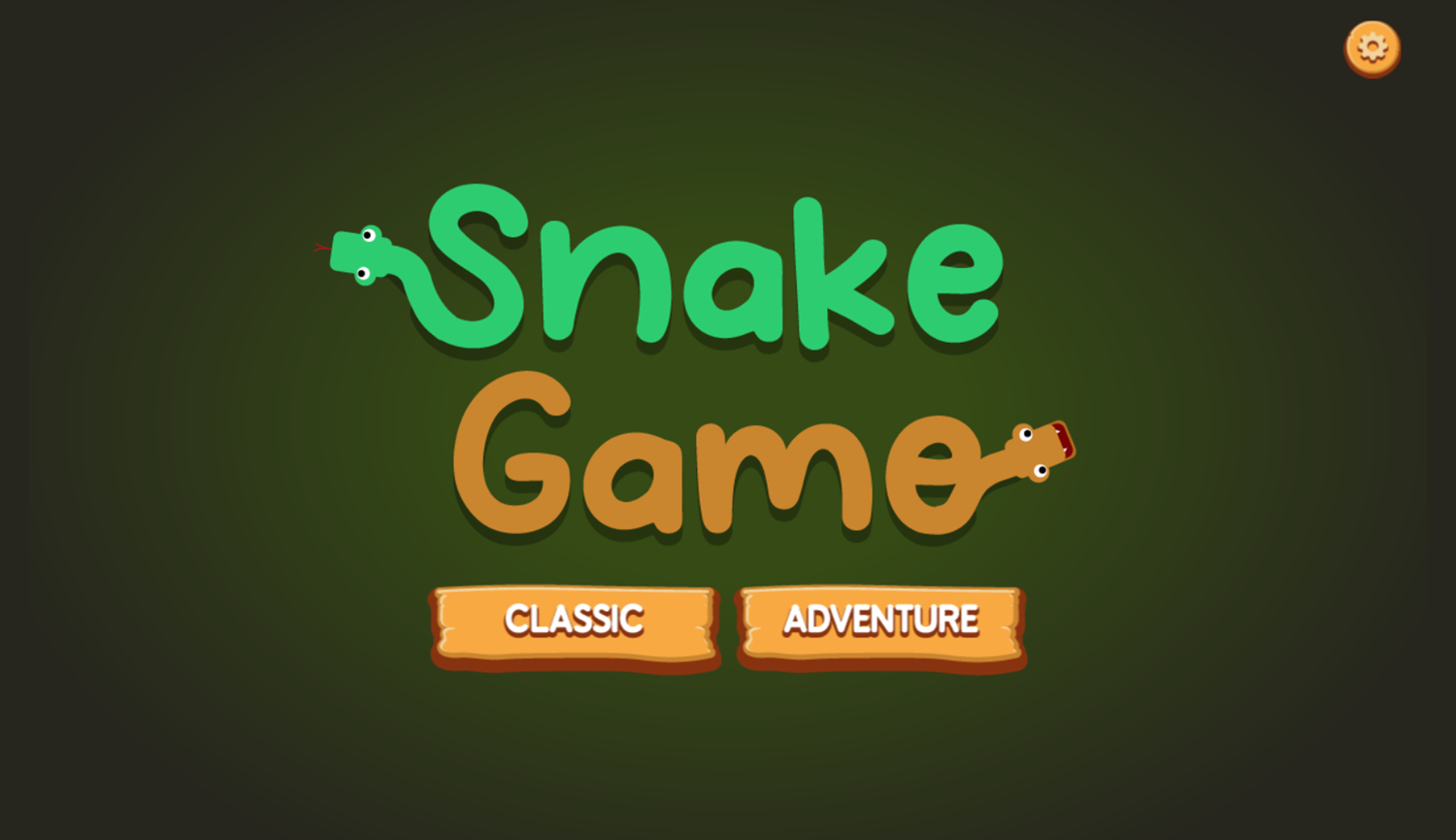 Snake Game Welcome Screen Screenshot.