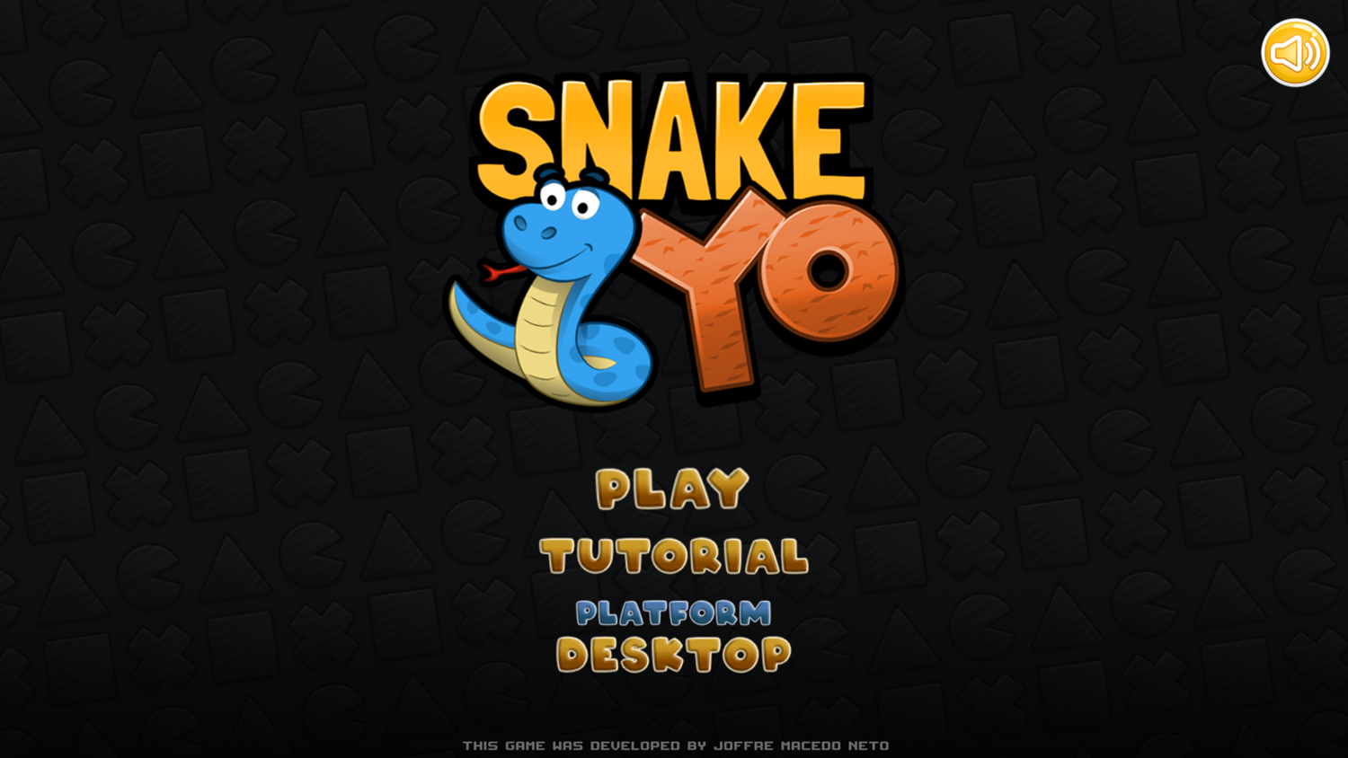 Snake Yo Game Welcome Screen Screenshot.