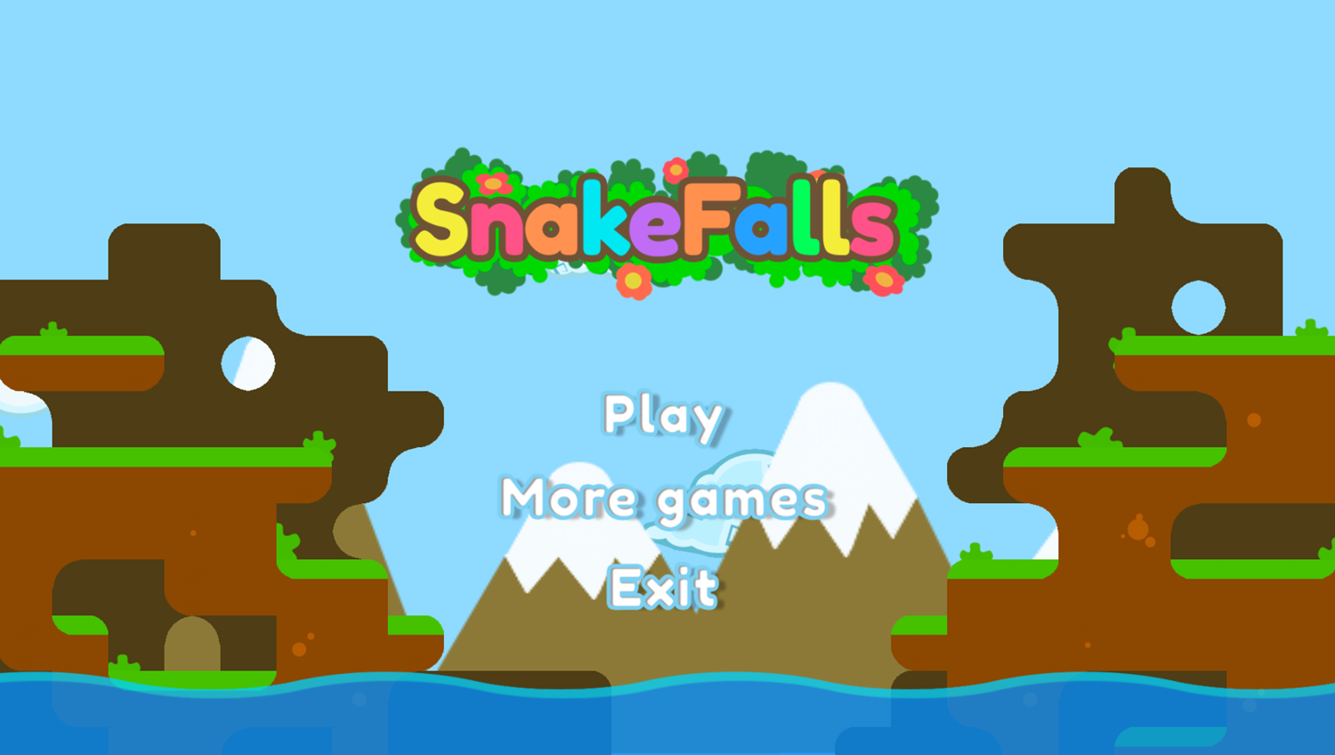SnakeFalls Game Welcome Screen Screenshot.