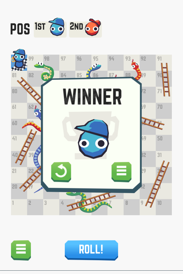 Snakes and Ladders Win Screenshot.