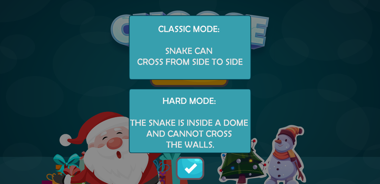 Snaklaus Game Mode Comparison Screen Screenshot.