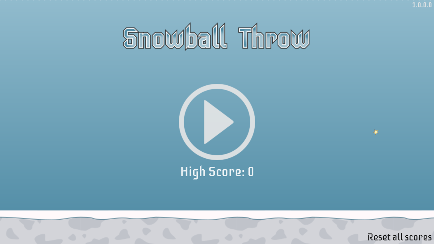 Snowball Throw Game Welcome Screen Screenshot.