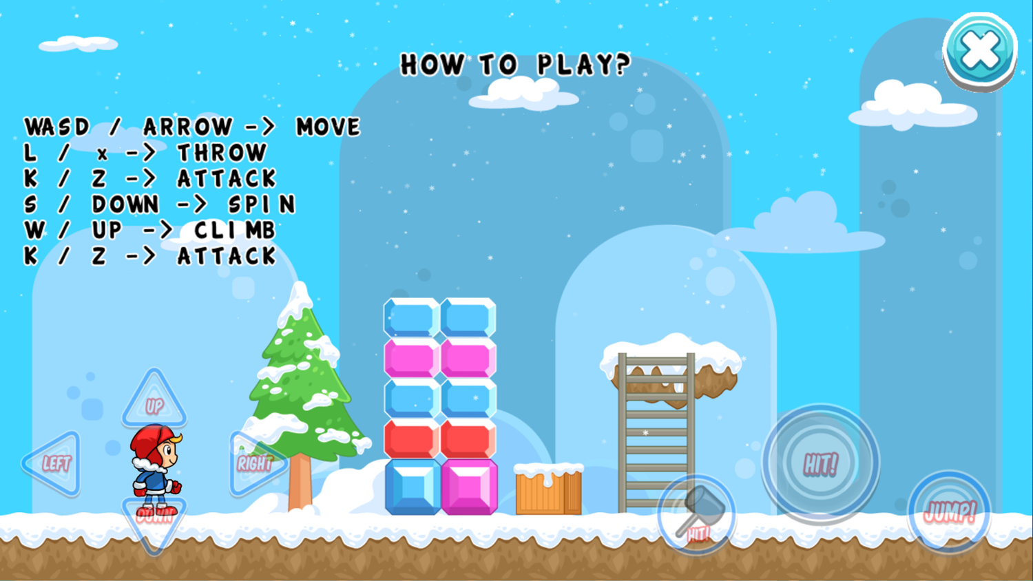 Snowland Adventure Game How To Play Screenshot.