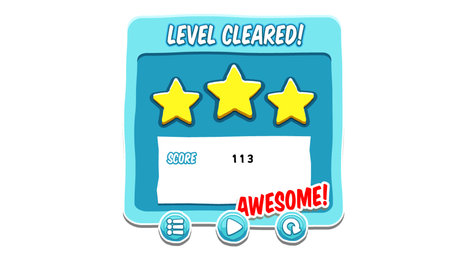 Snowland Adventure Game Level Cleared Screenshot.