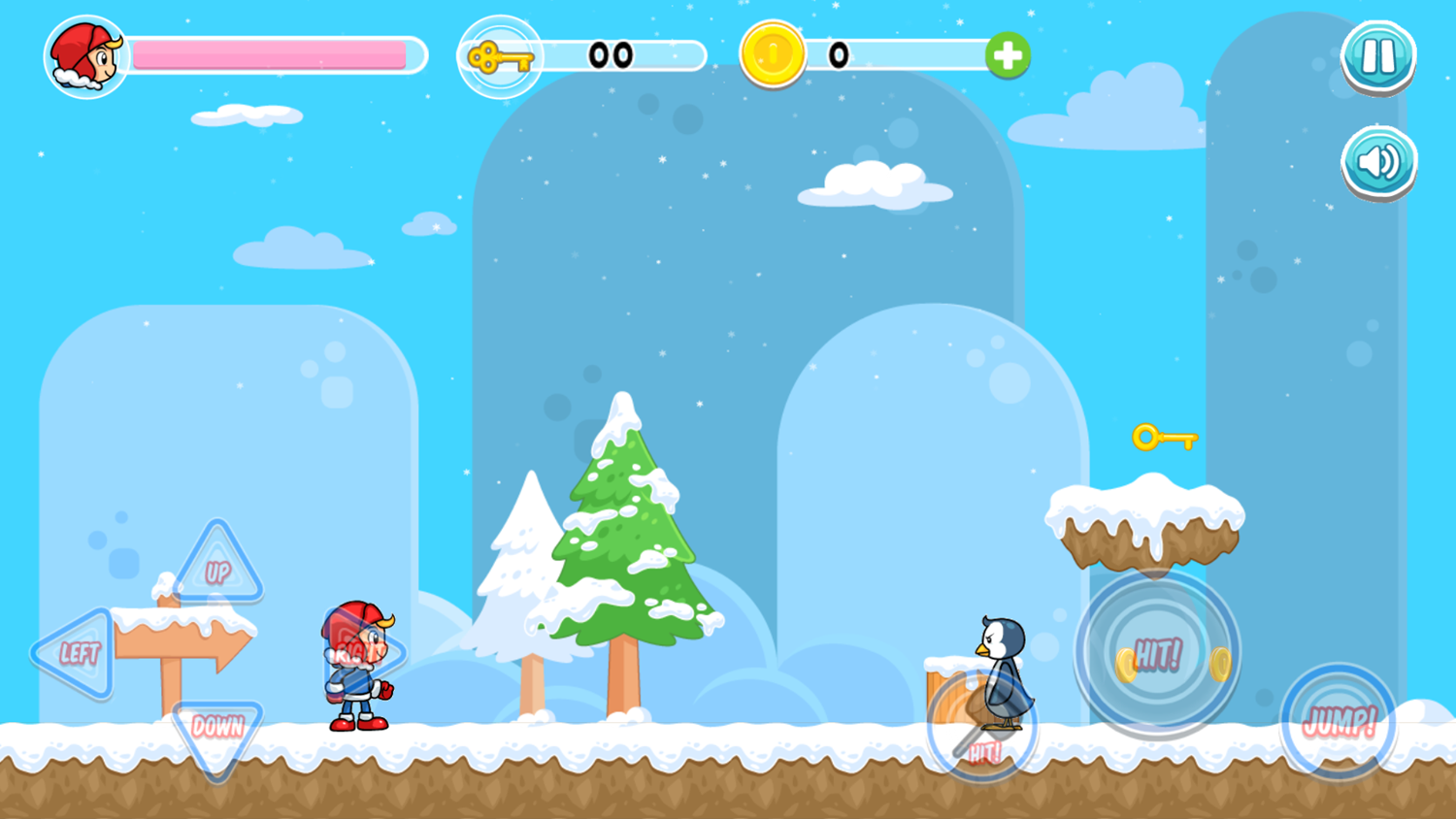 Snowland Adventure Game Level Start Screenshot.