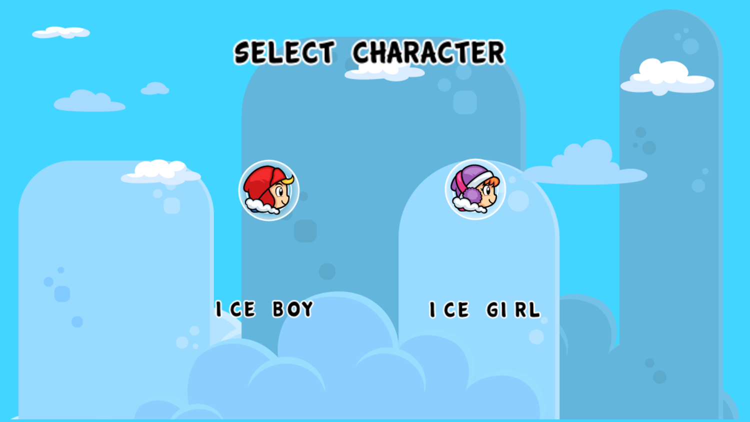 Snowland Adventure Game Select Character Screenshot.